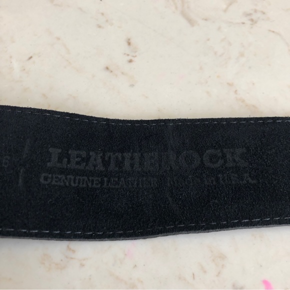 Leatherock Black Genuine Leather Belt Size 36 Made in USA